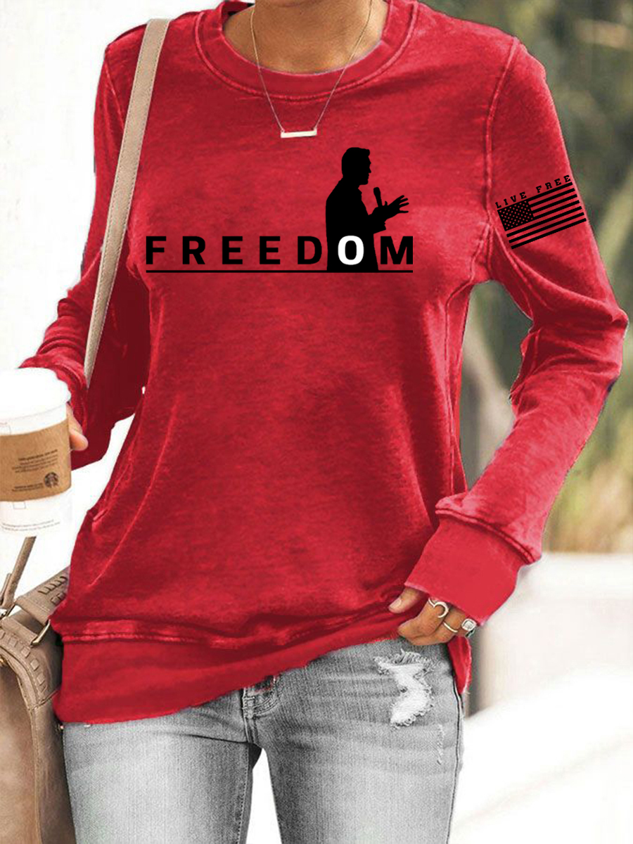 Women's Freedom Live Free Print Sweatshirt-America250