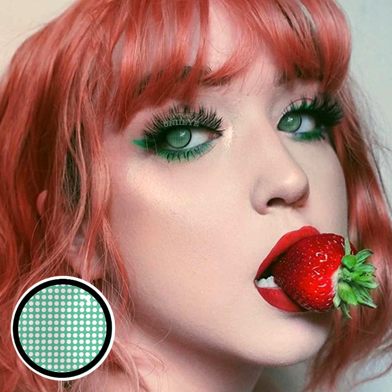 Uniieye Blind Mesh Green Prescription Cosplay Colored Contact Lenses-UNIIEYE