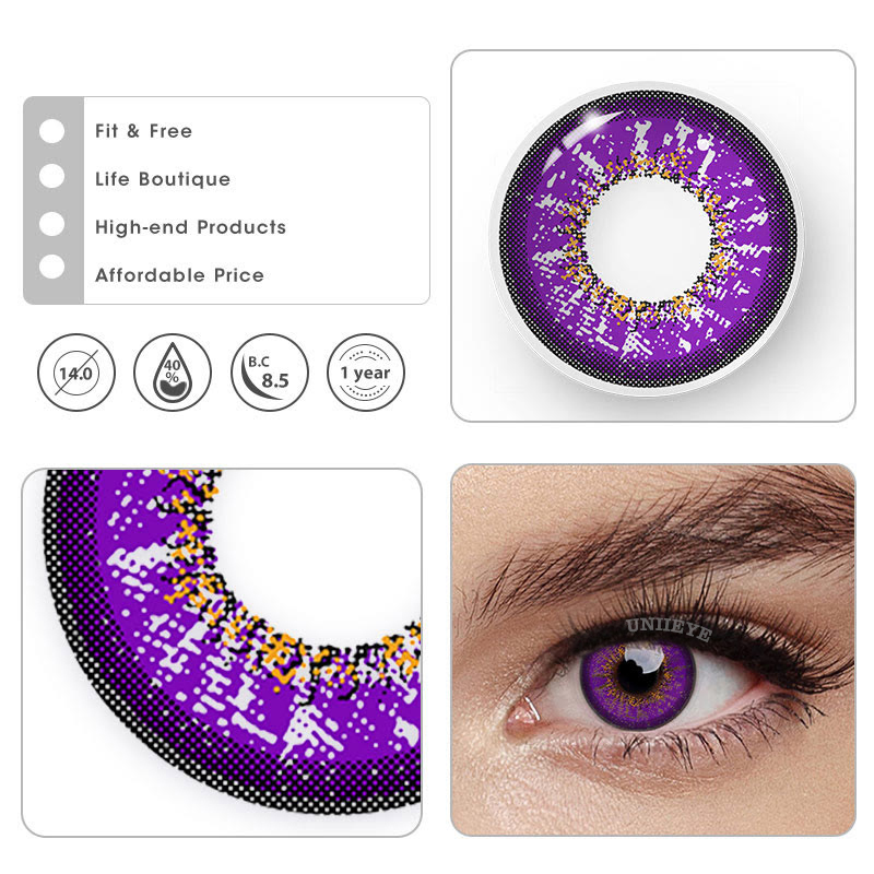 Uniieye Purple Prescription Cosplay Colored Contact Lenses-UNIIEYE
