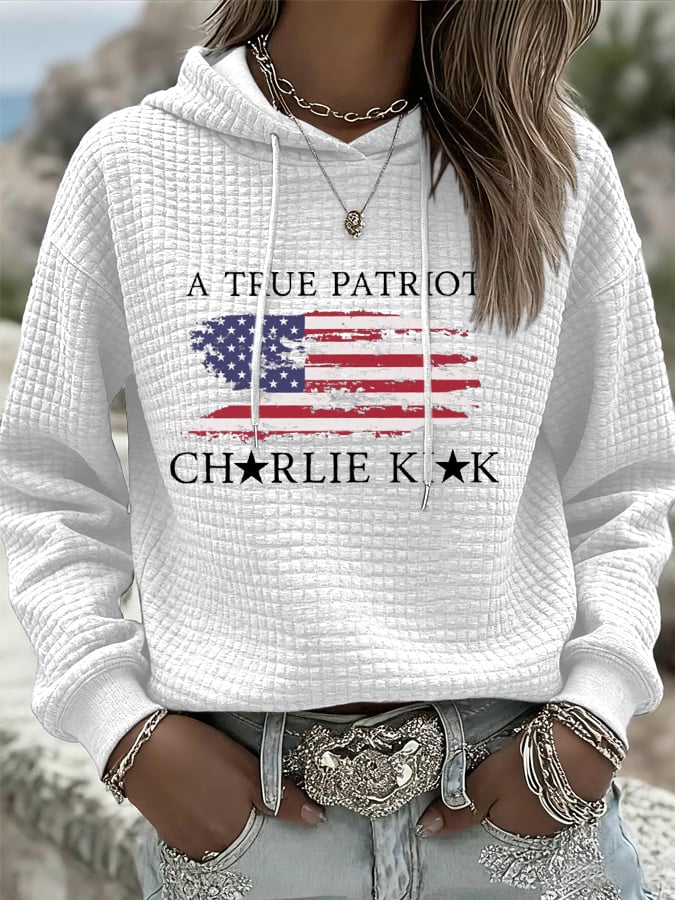 Women's Freedom American Flag Print Casual Hoodie-America250