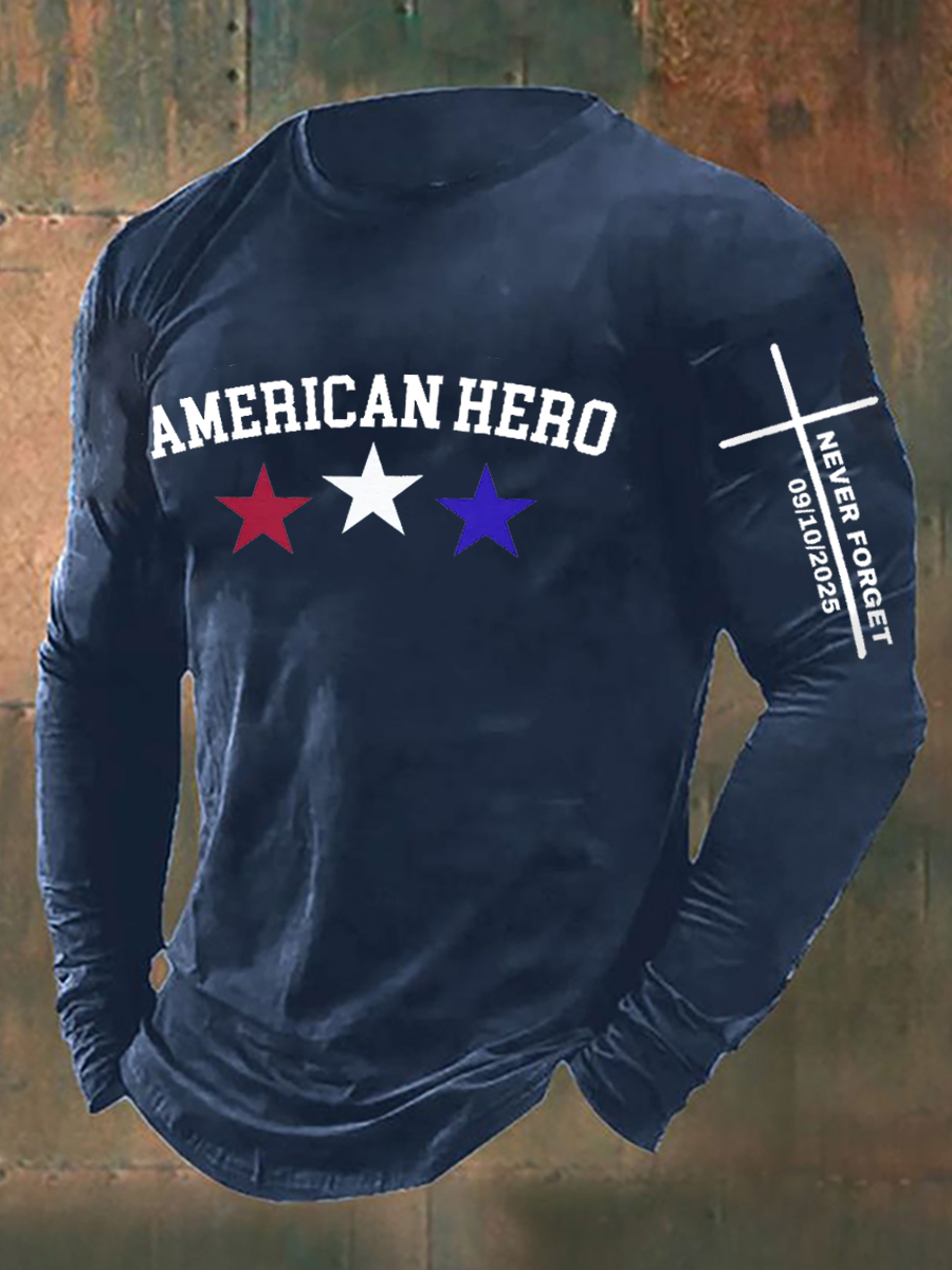 Men's RIP American Hero We Never Forget Long Sleeve T-shirt-America250