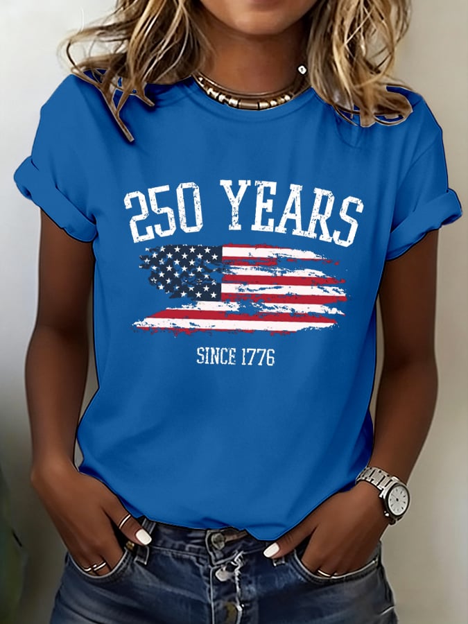 Women's 250th Anniversary National Flag Print Casual T-Shirt-America250
