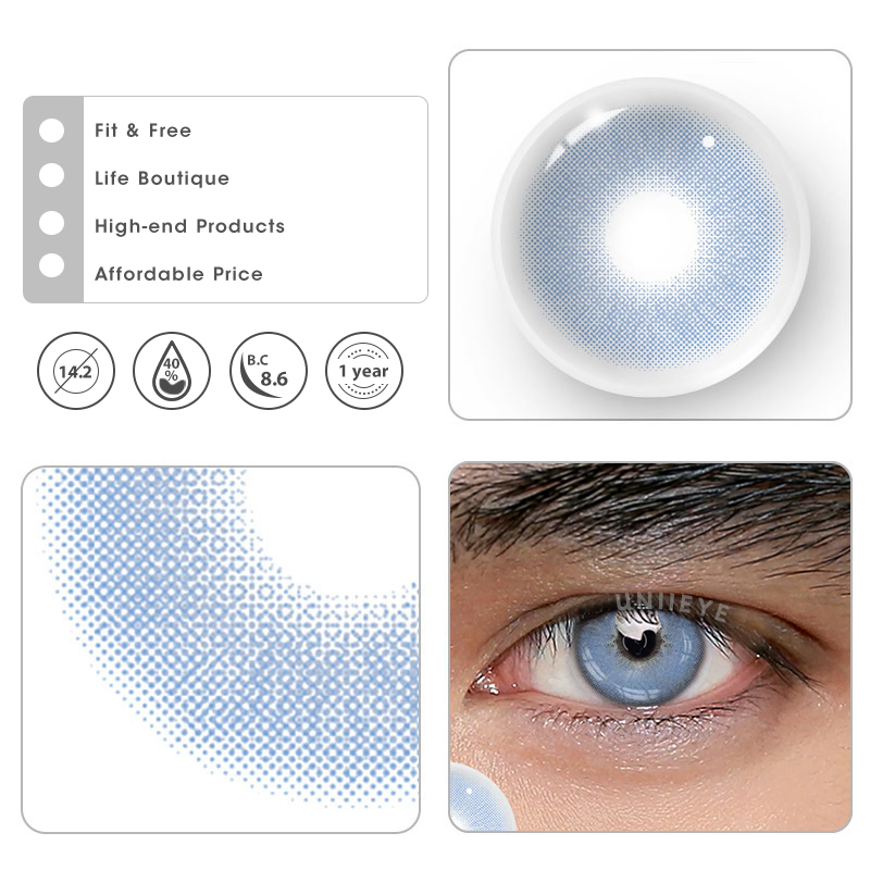 Uniieye Queen Blue Prescription Men Colored Contact Lenses