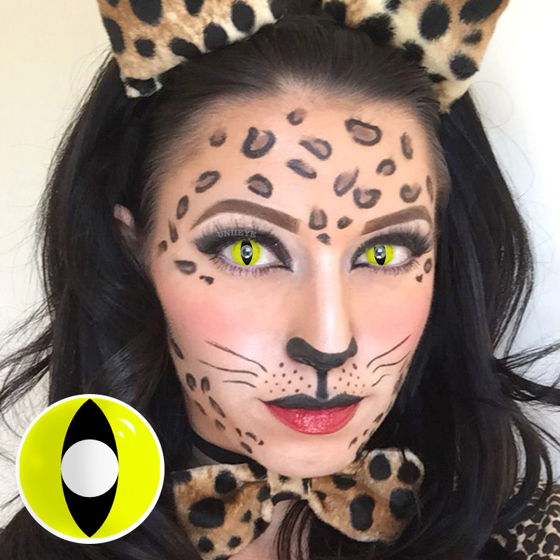 Uniieye Yellow Cat Eyes Prescription Cosplay Colored Contact Lenses-UNIIEYE