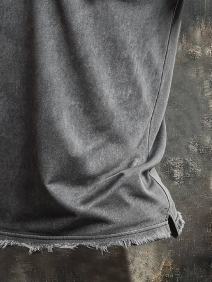 Men's Retro Style Loose Cuff 100% Cotton Washed and Faded T-Shirt-America250