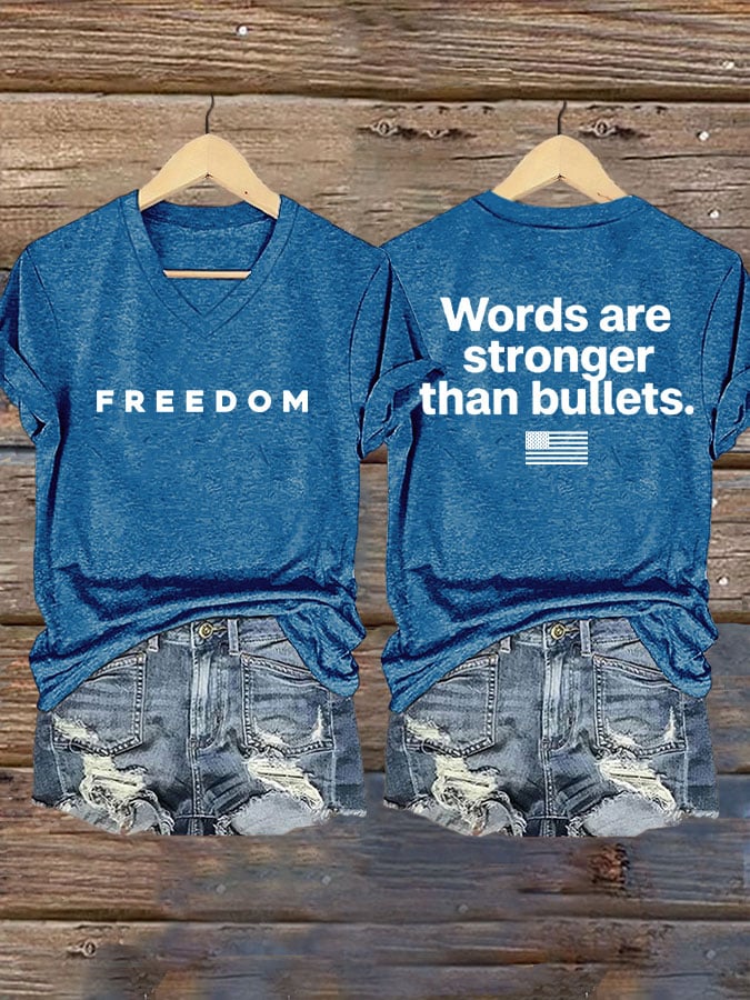Women's Freedom Print Casual T-Shirt-America250
