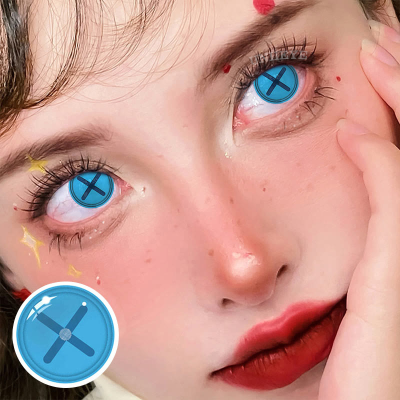 Uniieye Blind Button Eye Blue Cosplay Colored Contact Lenses-UNIIEYE