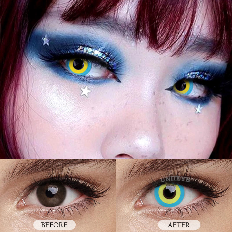 Uniieye Block Blue & Yellow Prescription Cosplay Colored Contact Lenses-UNIIEYE