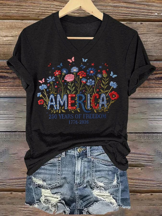 Women's casual retro American 250th  T-shirt-America250