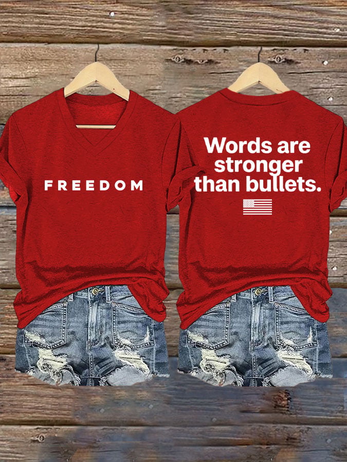 Women's Freedom Print Casual T-Shirt-America250