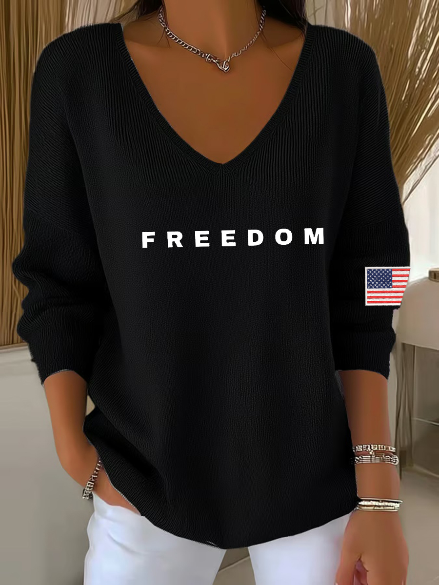 Women's Freedom Is Not Free This is the TP R.I.P C.K V-Neck Ribbed Top-America250