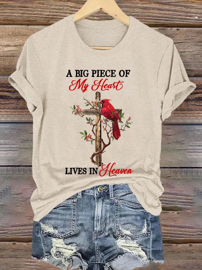 Women's A Big Piece of My Heart Lives in Heaven T-shirt-America250