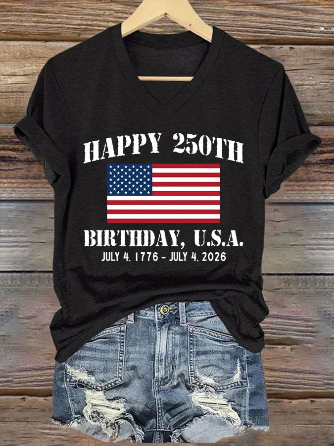 Women’S 250th America Anniversary Casual Printed T-Shirt-America250