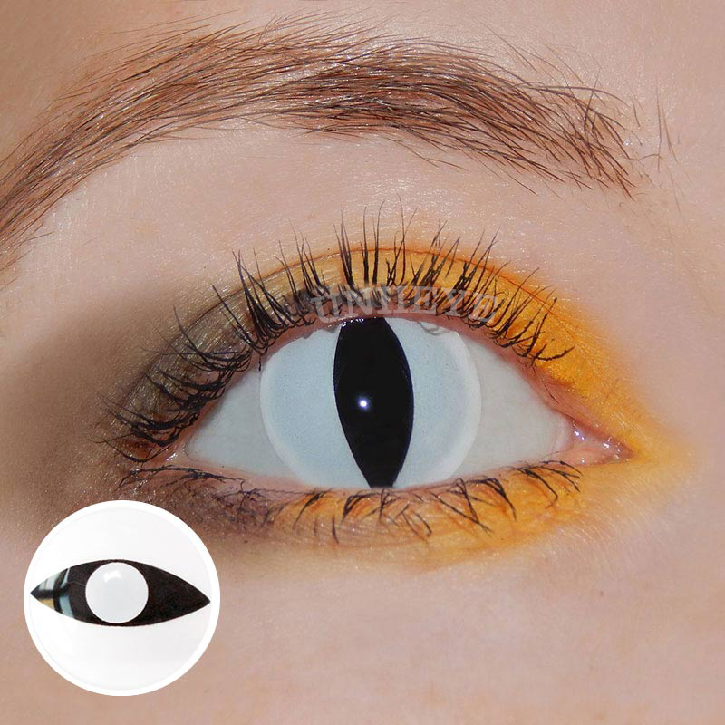 Uniieye White Cat Eye Prescription Cosplay Colored Contact Lenses-UNIIEYE