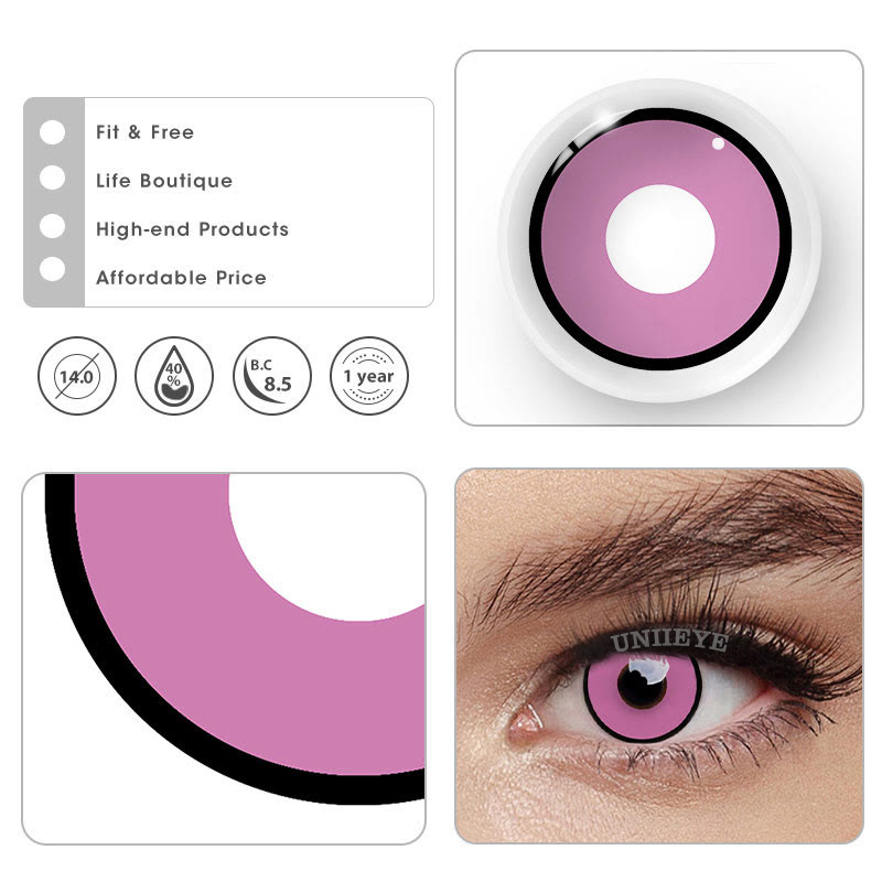 Uniieye Minecraft Pink Prescription Cosplay Colored Contact Lenses-UNIIEYE