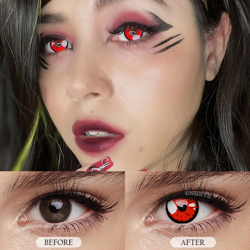 Uniieye Black Lobelia Red Cosplay Colored Contact Lenses-UNIIEYE