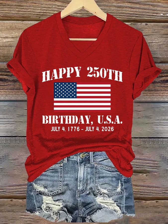 Women’S 250th America Anniversary Casual Printed T-Shirt-America250