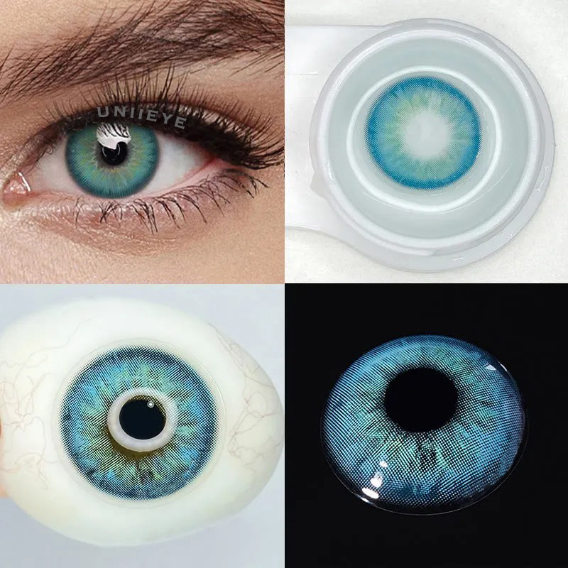 Uniieye Aegean Sea II Blue Prescription Colored Contact Lenses
