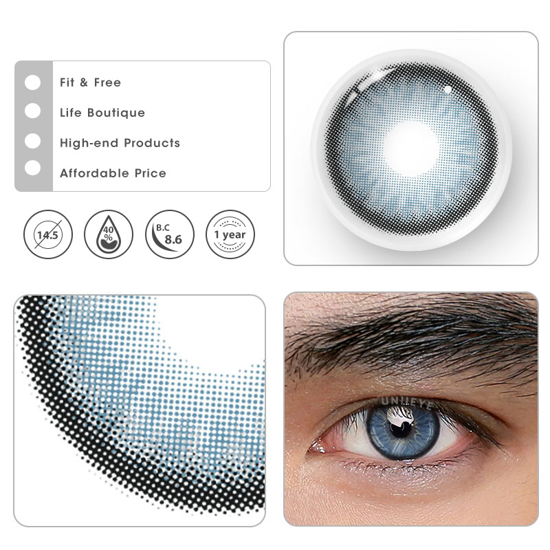 Uniieye Norko Blue Prescription Men Colored Contact Lenses