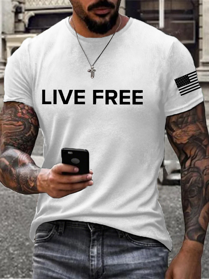 Men's Live Free Printed T-shirt-America250