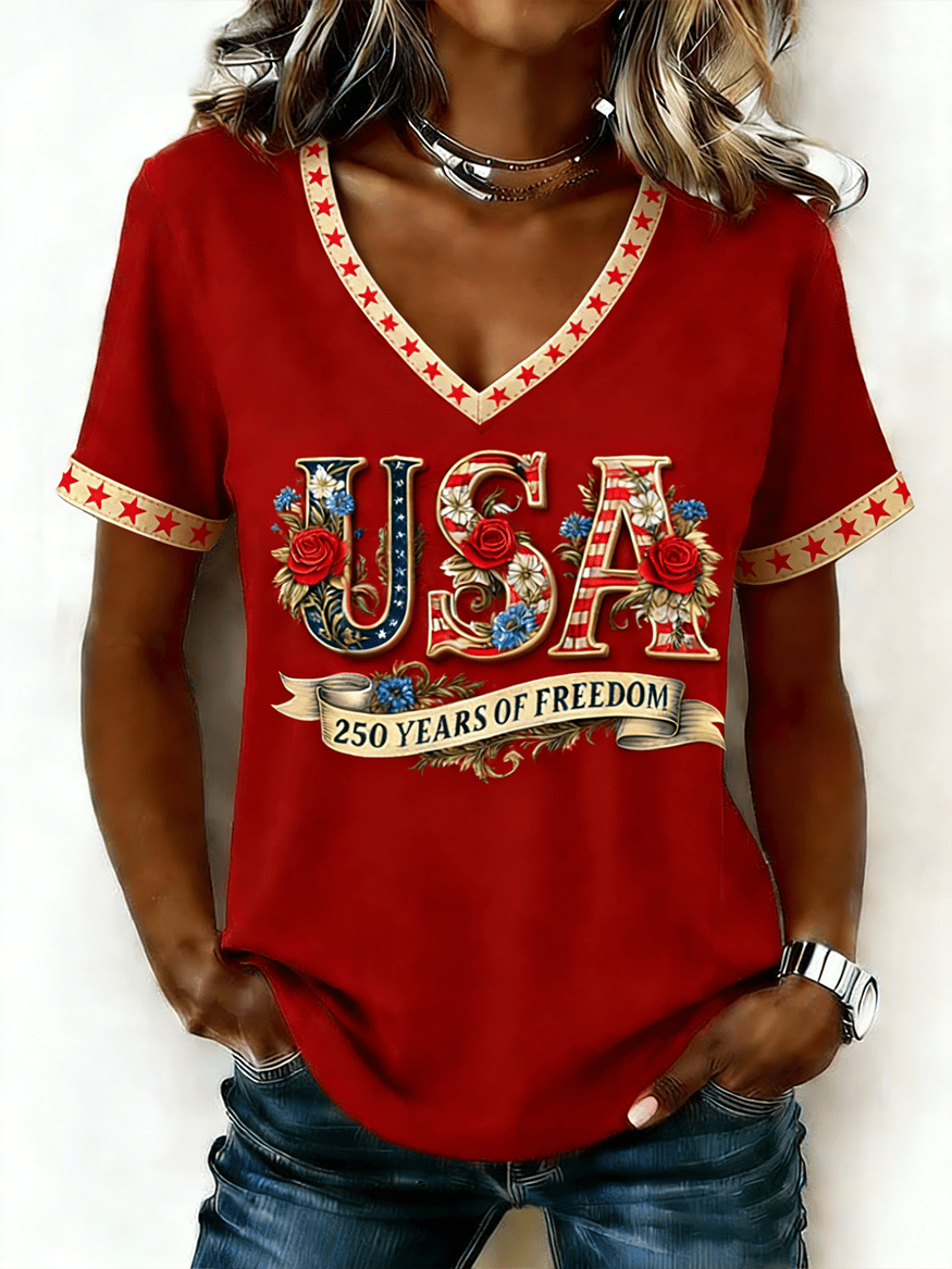 Women's American 250th Anniversary Print Crew Neck Top-America250