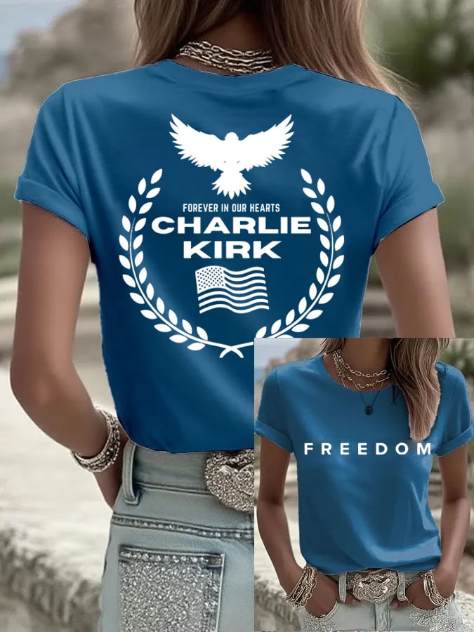 Women's Patriotic Eagle Wreath “Forever in Our Hearts” Pride T-Shirt-America250