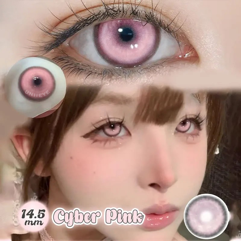 Uniieye Cyber Pink Prescription Cosplay Colored Contact Lenses | 6 Months
