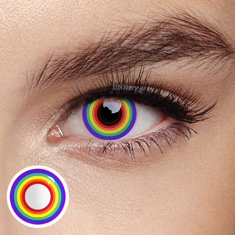 Uniieye Circle Rainbow Prescription Cosplay Colored Contact Lenses-UNIIEYE