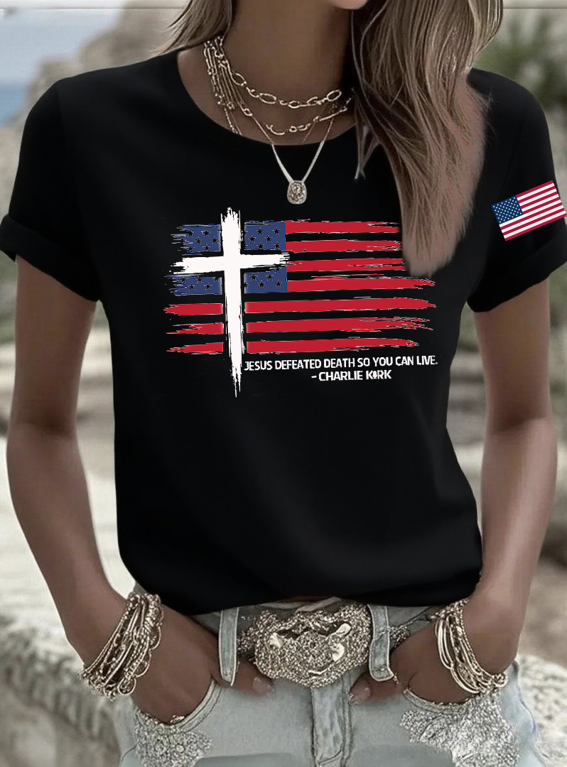 Women's Jesus Defeated Death So You Can Live C.K Printed T-shirt-America250