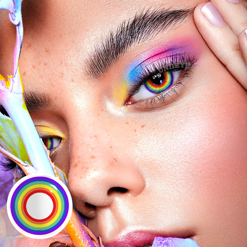 Uniieye Circle Rainbow Prescription Cosplay Colored Contact Lenses-UNIIEYE