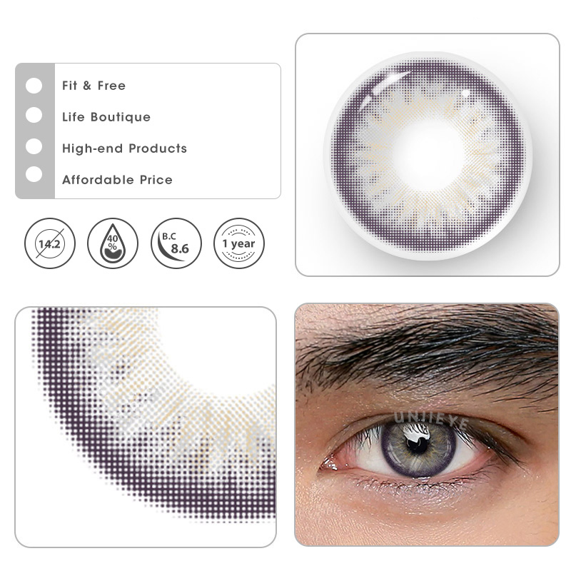 Uniieye Sicilian Grey Prescription Men Colored Contact Lenses