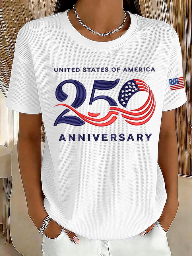 Women's 250 Years Print Waffle T-shirt-America250