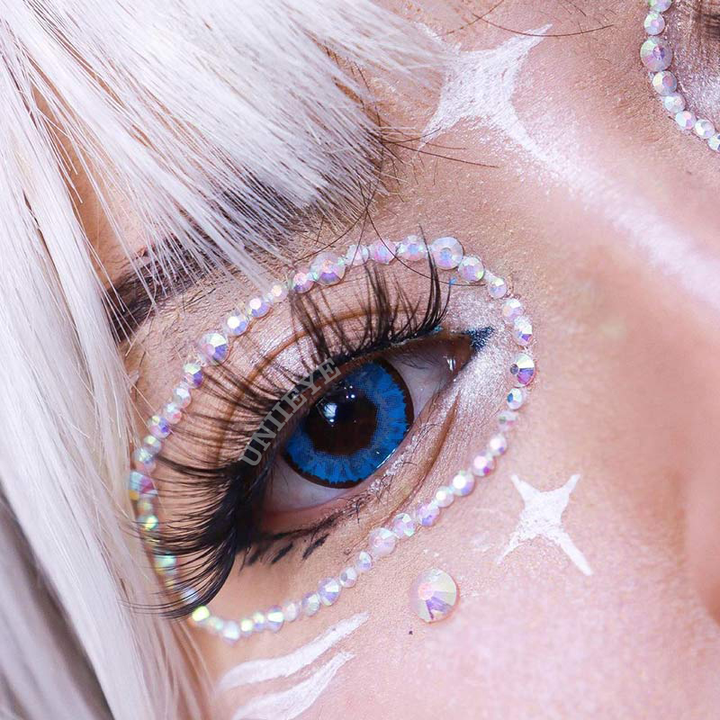 Uniieye Sunflower Blue Prescription Cosplay Colored Contact Lenses-UNIIEYE