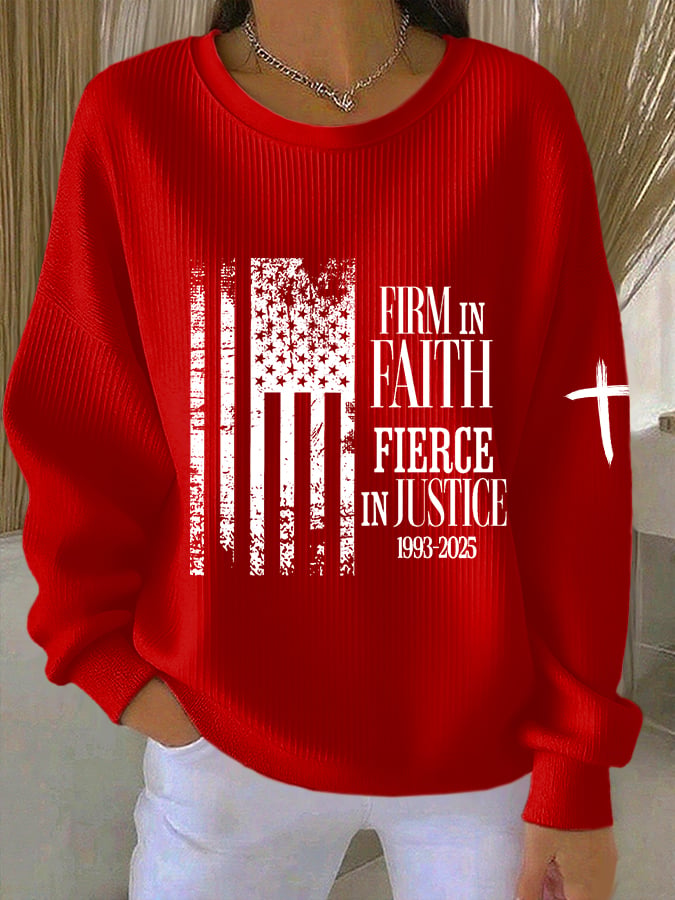 Women's Firm In Faith Fierce In Justice Print Casual Sweatshirt-America250