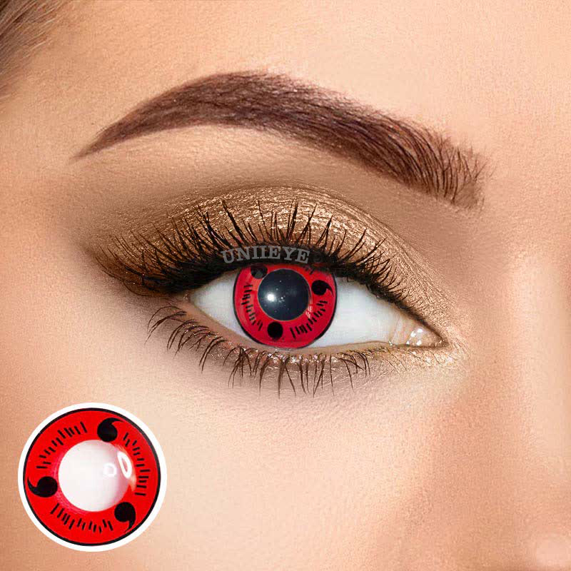 Uniieye Sharingan Magatama Red Prescription Cosplay Colored Contact Lenses-UNIIEYE