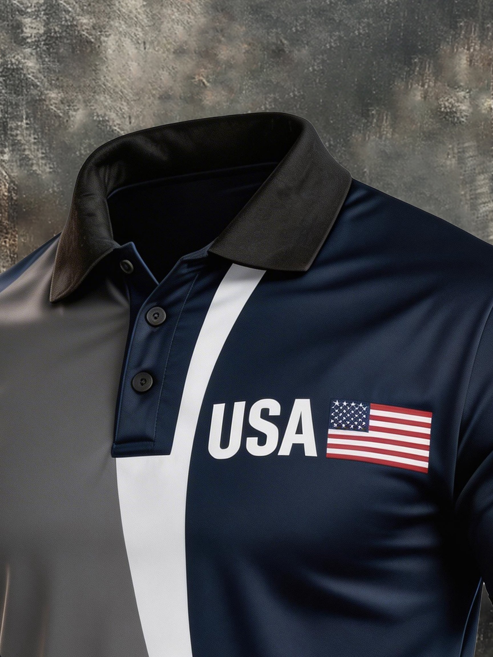 Men's Retro Patriot Color Block Polo Collar Short Sleeve-America250