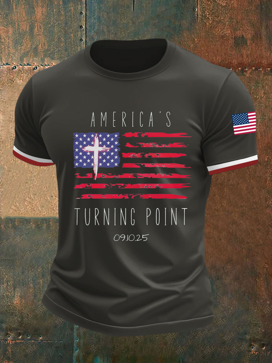 Men's TP Flag Cross Short Sleeves T-shirt-America250