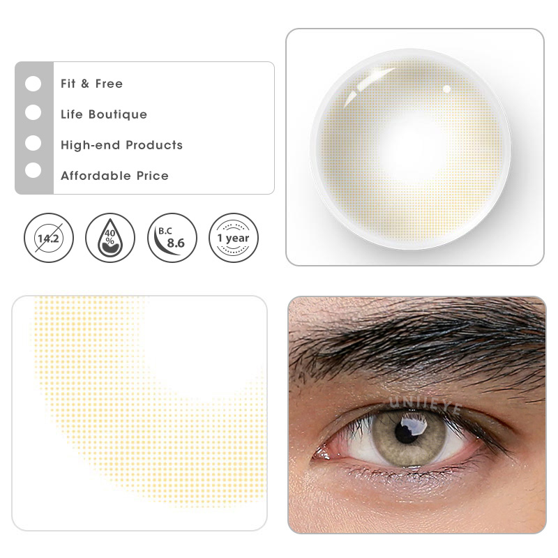 Uniieye Aurora Brown Prescription Men Colored Contact Lenses