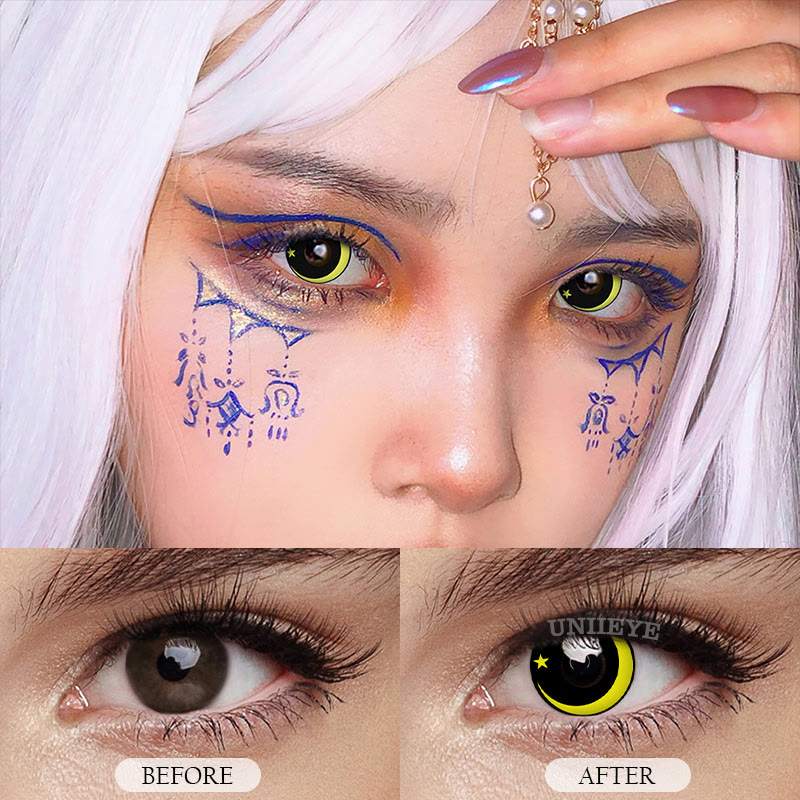 Uniieye Moon Star Yellow Cosplay Colored Contact Lenses-UNIIEYE