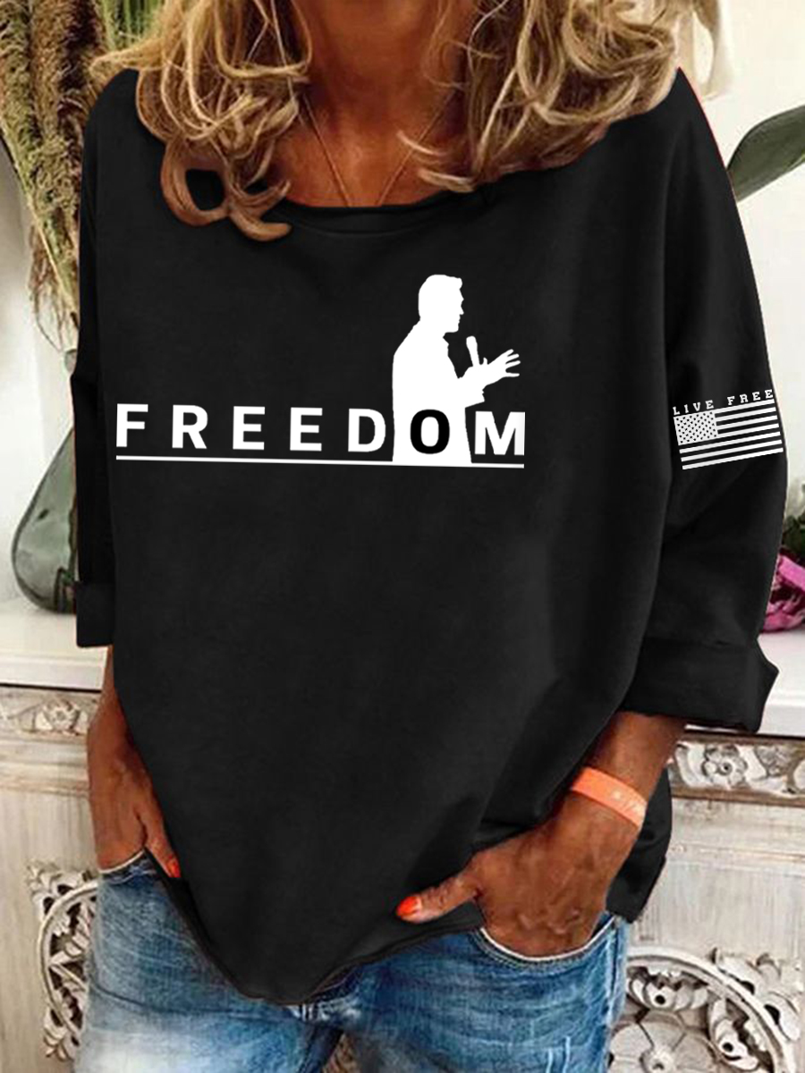 Women's Freedom Live Free Print Sweatshirt-America250
