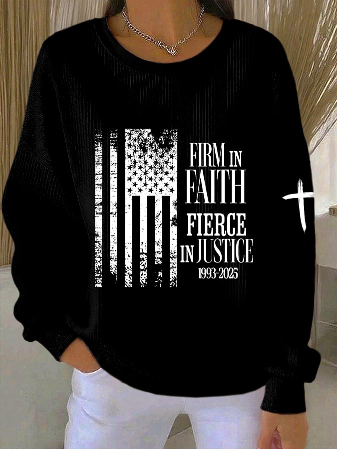 Women's Firm In Faith Fierce In Justice Print Casual Sweatshirt-America250