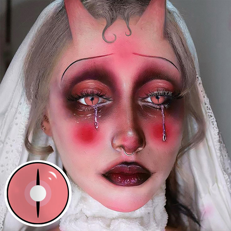 Uniieye Blind Kamado Nezuko Ghost Prescription Cosplay Colored Contact Lenses-UNIIEYE