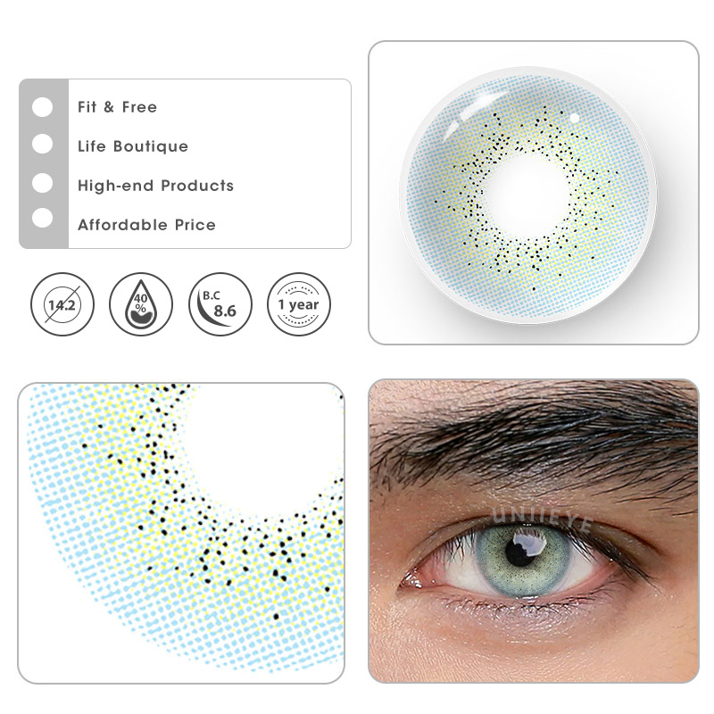 Uniieye Ocean Blue Prescription Men Colored Contact Lenses
