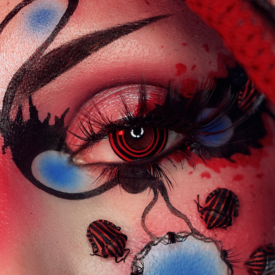 Uniieye Black Red Spiral Halloween Cosplay Colored Contact Lenses | 1 Year