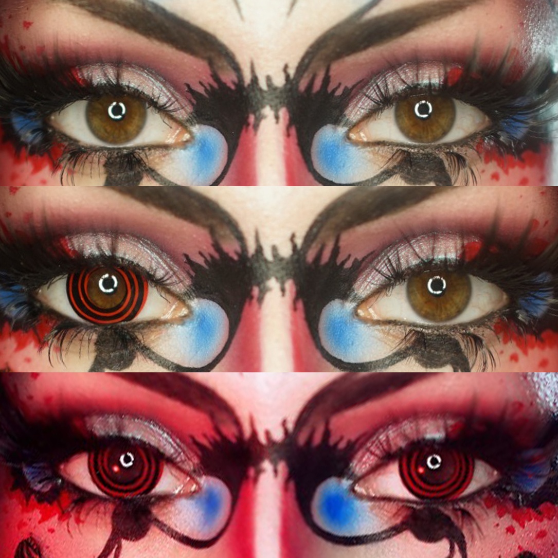 Uniieye Black Red Spiral Halloween Cosplay Colored Contact Lenses | 1 Year