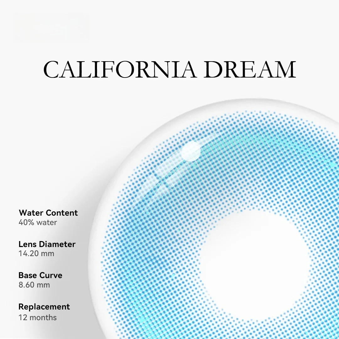 Uniieye California Blue Colored Contact Lenses | 1 Year