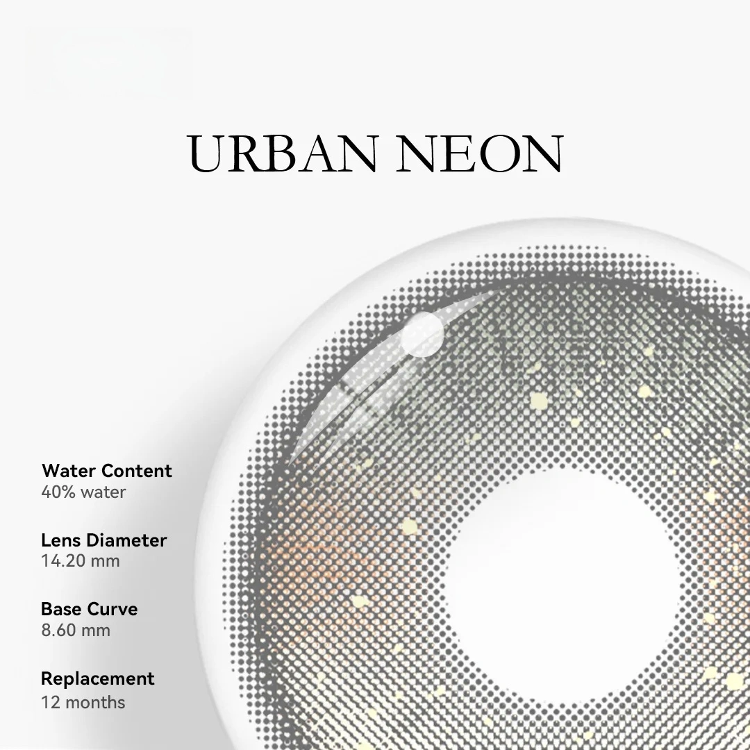 Uniieye Urban Neon Grey Prescription Colored Contact Lenses | 1 Year