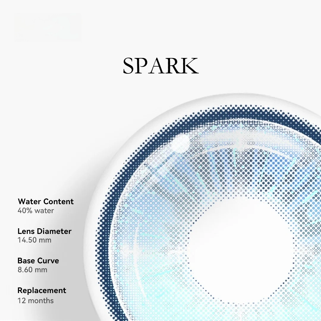 Uniieye Spark Blue Prescription Colored Contact Lenses | 1 Year