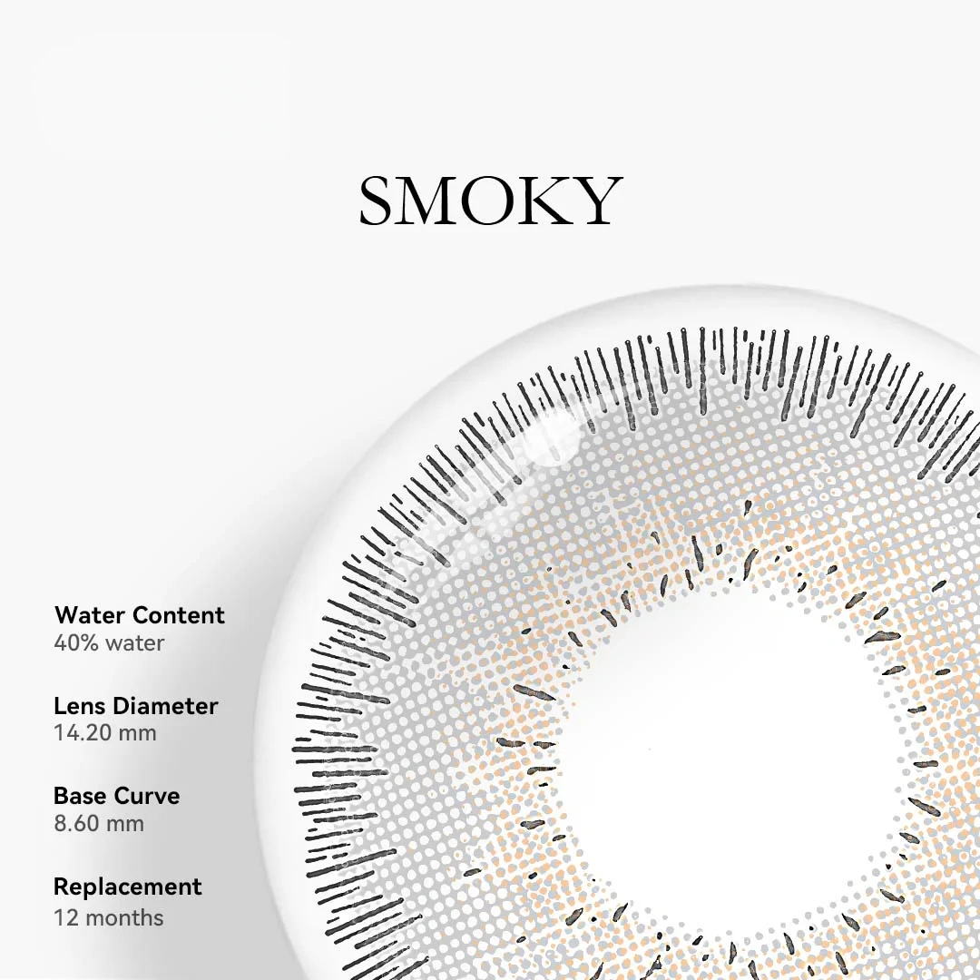 Uniieye Smoky Smokey Grey Colored Contact Lenses | 1 Year