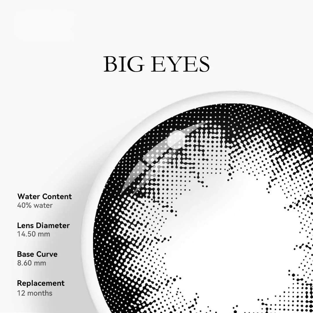 Uniieye Big Eyes Black Colored Contact Lenses | 1 Year